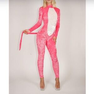 Pink Panther Costume Crushed Velvet Catsuit
